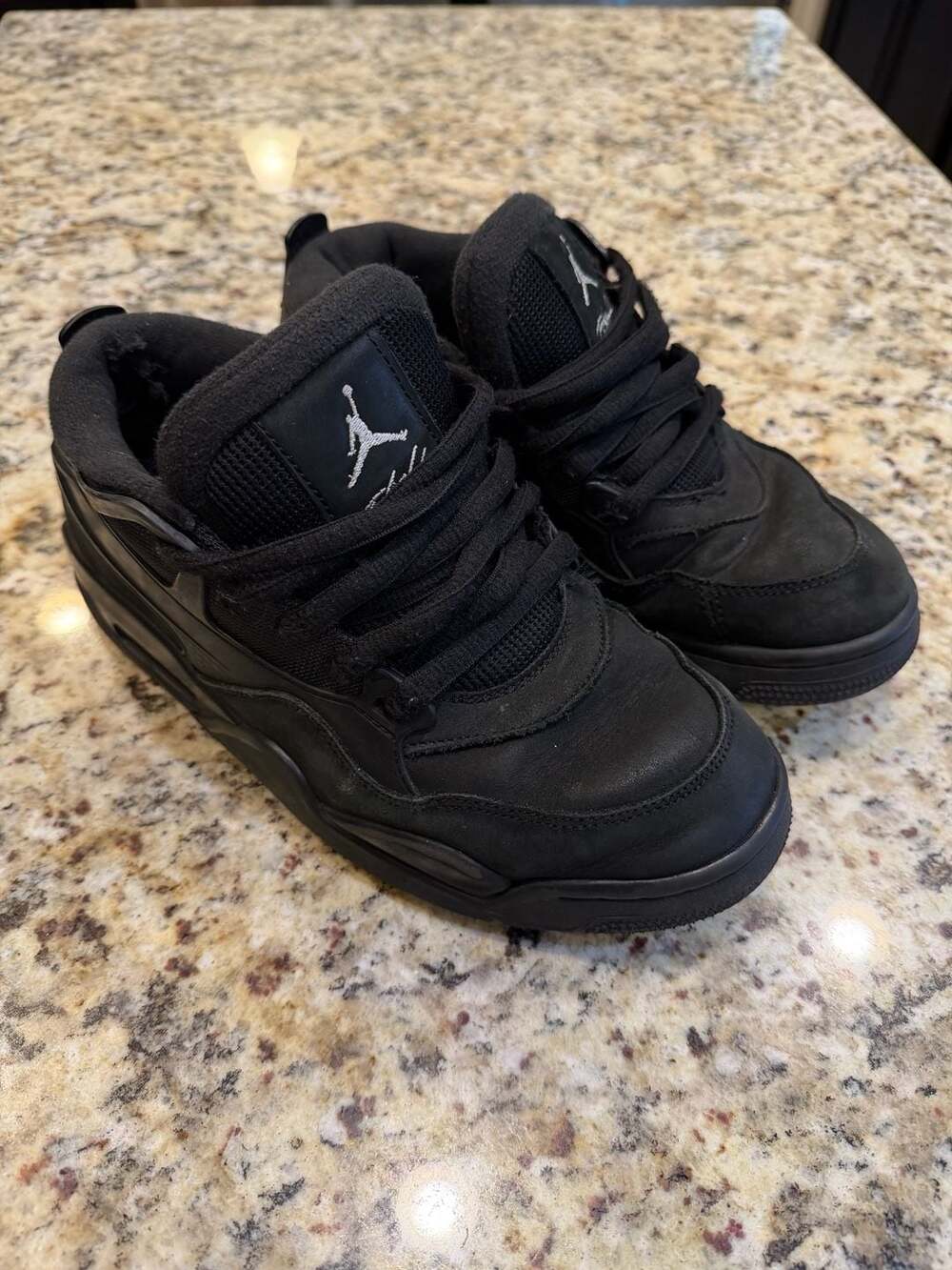 Air Jordan 4 RM GS Black Cat Triple Black 7Y Men 7 Women 8.5